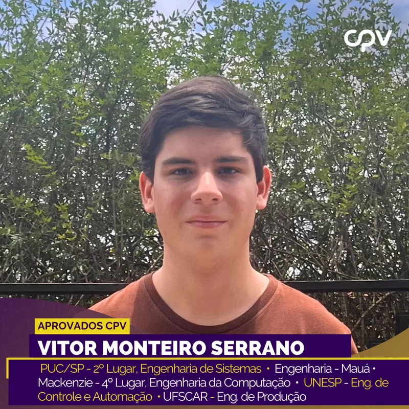 Vitor Monteiro — PUC/SP - 2º lugar Engenharia de Sistemas • Engenharia - Mauá • Mackenzie - 4º lugar Engenharia da Computação • Unesp - Engenharia de Controle de Automação • UFSCAR - Engenharia de Produção